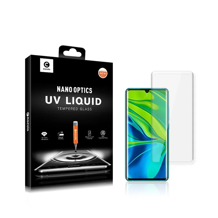 MOCOLO 3D Couverture Ention Curve [irradiation Lumière Uv] Protecteur D'écran en Verre Trempé Liquide UV Pour Xiaomi Mi Note 10 / Mi Cc9 Pro