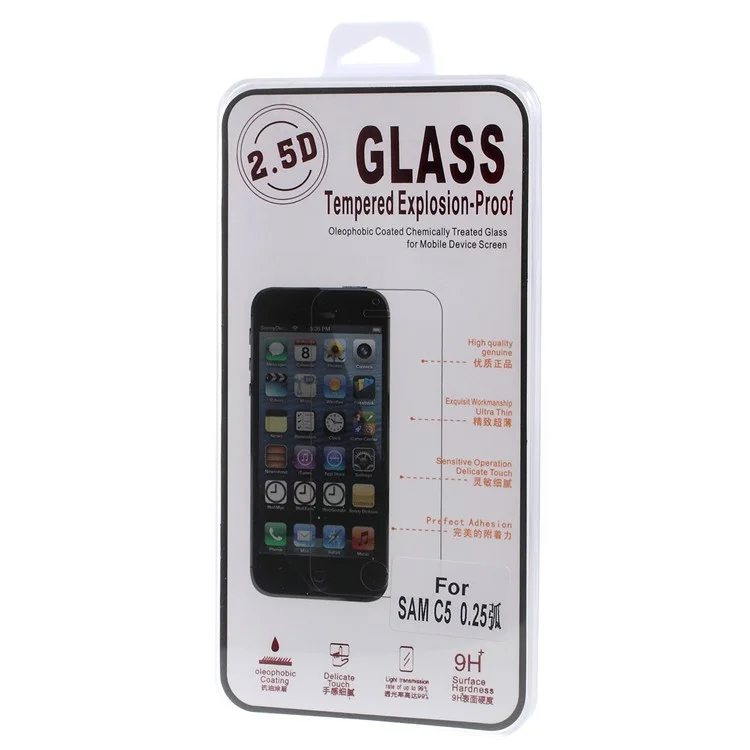 0.25mm Tempered Glass Screen Protector Guard for Samsung Galaxy C5 (Arc Edge)