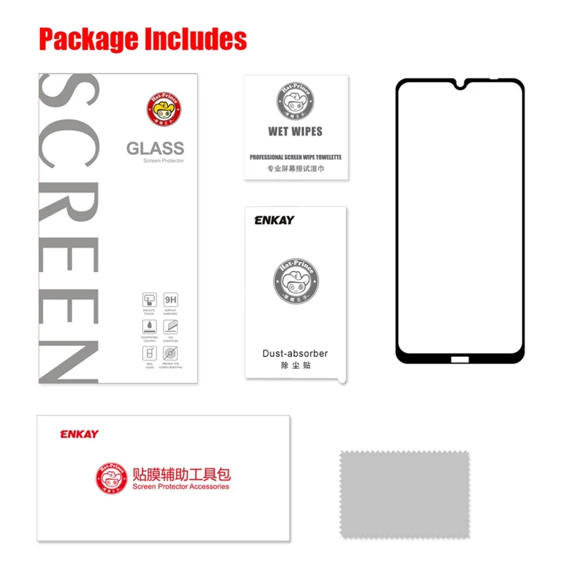 HAT PRINCE Full Glue Full Size 0.26mm 9H 2.5D Tempered Glass Screen Protector for Xiaomi Redmi Note 8T