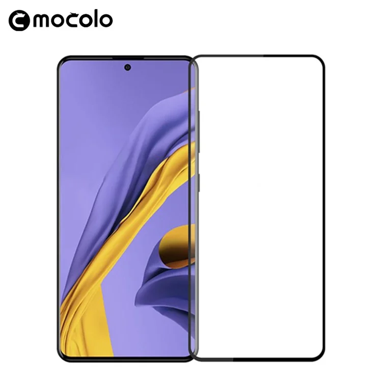 Protetor de Tela de Impressão de Seda Mocolo Para o Samsung Galaxy A71 SM-A715, HD Tempered Glass Double Defense Film, Cola Completa de Cobertura Completa Resistente a Riscos Sem Bolhas