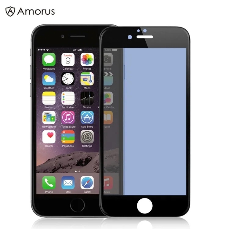 AMORUS for iPhone 6s 6 3D Plating Anti-blue-ray Tempered Glass Screen Protector Full Cover - Black