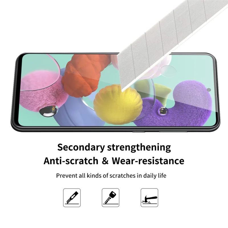 ENKAY HAT PRINCE fuld limning fuld størrelse 0,26 mm 9H 2,5D hakket glas skærmværn til Samsung Galaxy A51