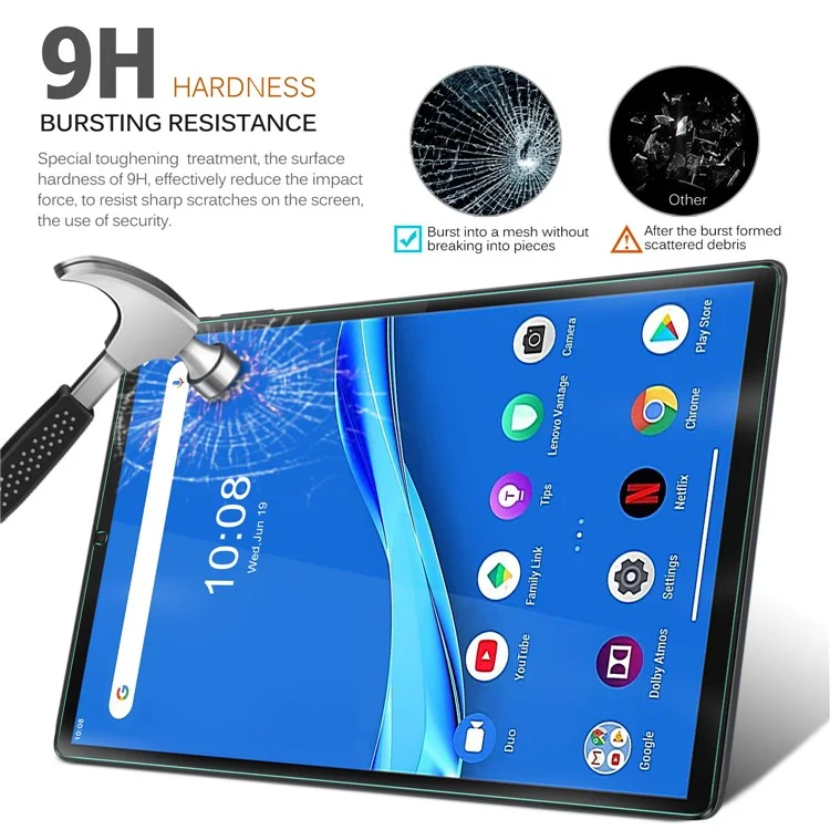 2,5D-Bogenränder, 9 Härte, gehärtetes Glasschutzfolie für Lenovo M10 Plus 10,3 Zoll/Tab K10, ultraklar, transparent, volle Größe Displayschutz