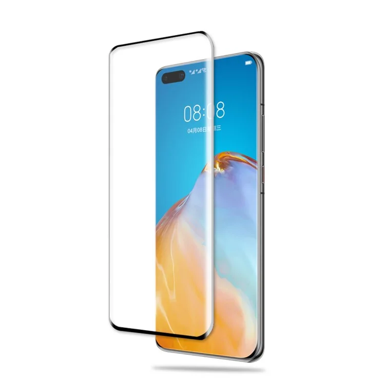 MOCOLO Protecteur d'écran en verre trempé 3D incurvé Couverture totale pour Huawei P40 Pro - Noir 