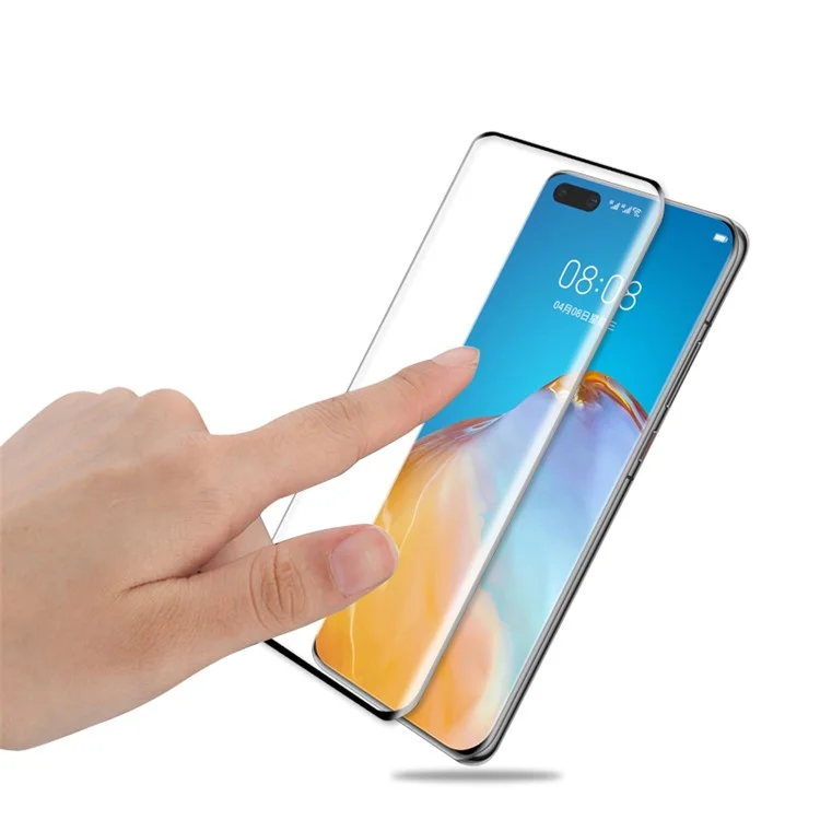 MOCOLO Protecteur d'écran en verre trempé 3D incurvé Couverture totale pour Huawei P40 Pro - Noir 