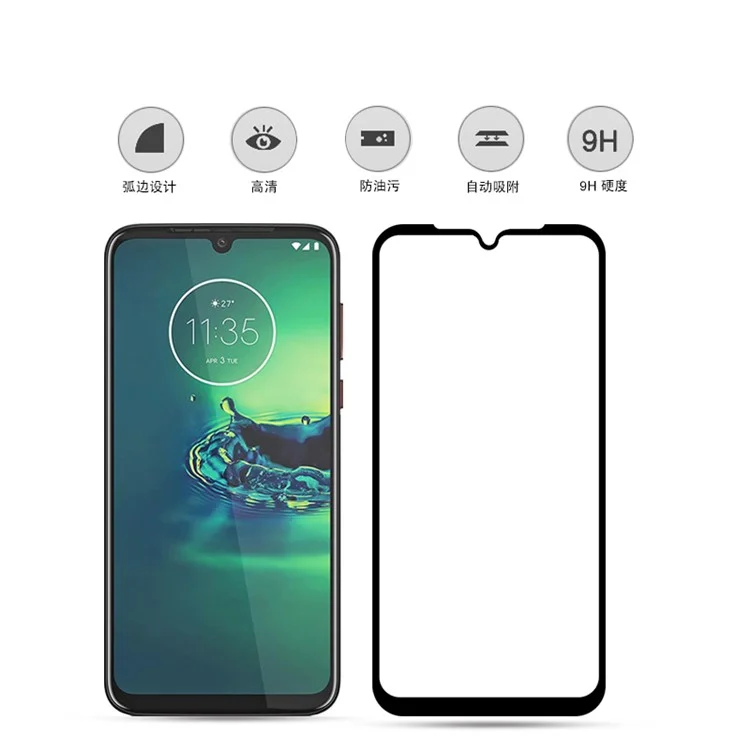 MOCOLO Silk Printing Anti-explosion Tempered Glass Full Size Screen Film [Full Glue] per Motorola Moto G8 Plus