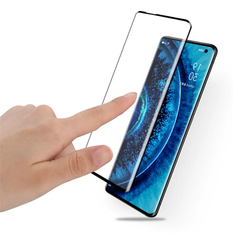 MOCOLO 3D Curved Tempered Glass Film for Oppo Find X2/X2 Pro, Full Screen Full Glue Anti-Scratch Bubble Free HD Clear Screen Film - Black