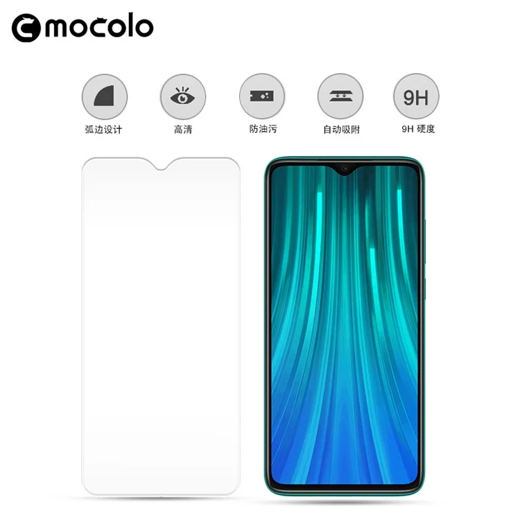 MOCOLO 2.5D Protector de Pantalla de Vidrio Templado con Pegamento Completo para Xiaomi Redmi Note 8 Pro
