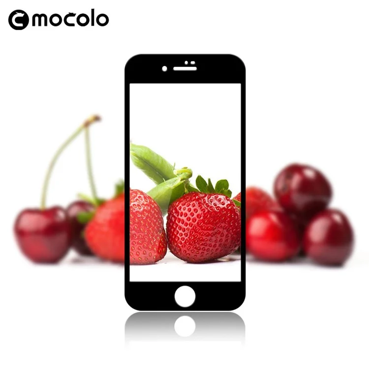 MOCOLO Silk Print Complete Covering Tempered Glass Screen Film per iPhone SE (2a Generazione) / 8 / 7 4,7" - Nero