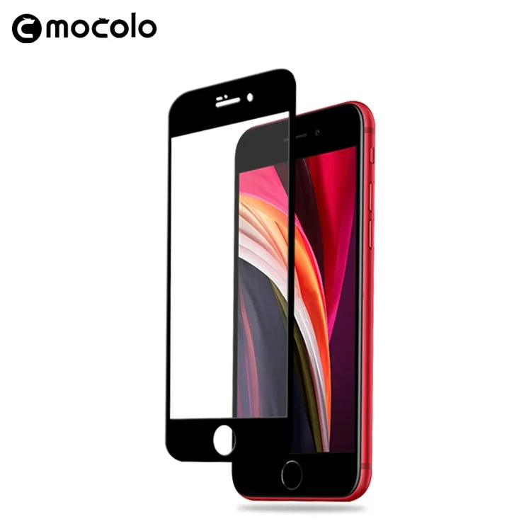 MOCOLO Silk Print Complete Covering Tempered Glass Screen Film per iPhone SE (2a Generazione) / 8 / 7 4,7" - Nero