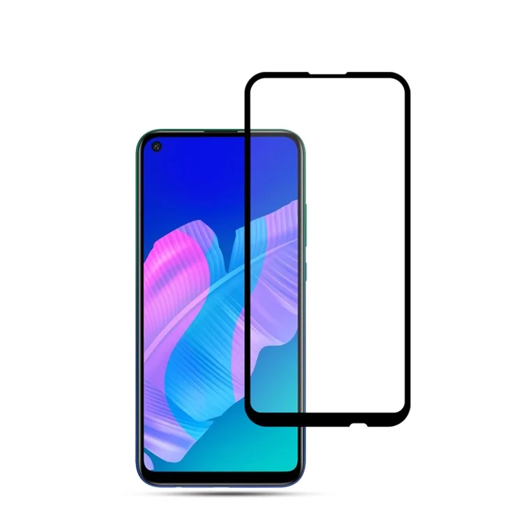 MOCOLO pour Huawei P40 lite E / Y7p [Colle complète] Impression de soie en verre trempé écran complet Protecteur anti-explosion - Noir