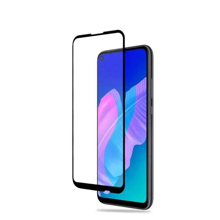 MOCOLO pour Huawei P40 lite E / Y7p [Colle complète] Impression de soie en verre trempé écran complet Protecteur anti-explosion - Noir