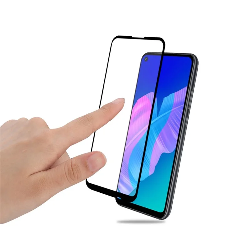 MOCOLO pour Huawei P40 lite E / Y7p [Colle complète] Impression de soie en verre trempé écran complet Protecteur anti-explosion - Noir
