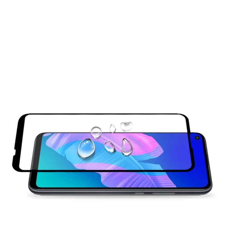 MOCOLO pour Huawei P40 lite E / Y7p [Colle complète] Impression de soie en verre trempé écran complet Protecteur anti-explosion - Noir