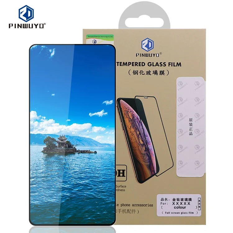 PINWUYO for Xiaomi Redmi Note 9 Pro Full Anti-explosion Tempered Glass Screen Film - Black