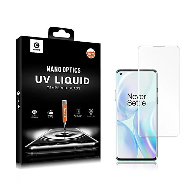 MOCOLO Flüssig UV Temperierte Glasschriftenschutz Für OnePlus 8, Vollkante 3D Gebogener Kleberfilm Anti-Scratch HD Clear