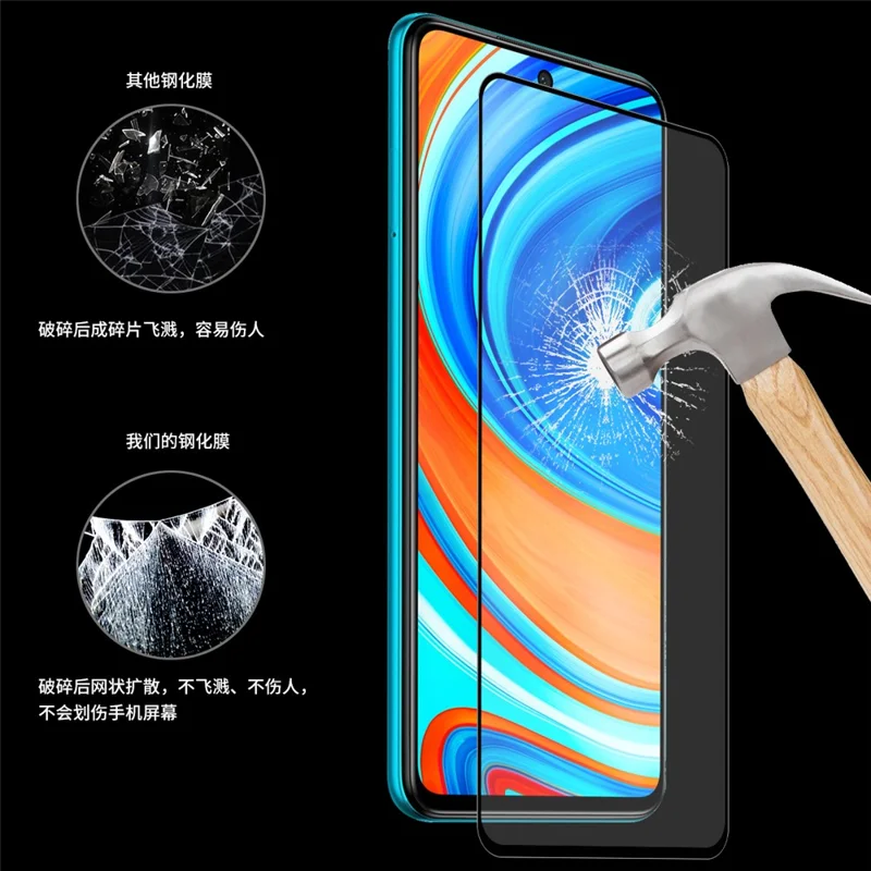 ENKAY HAT PRINCE 2Pcs/Set Full Glue 0.26mm 9H 2.5D Tempered Glass Full Screen Protector Cover for Xiaomi Redmi Note 9