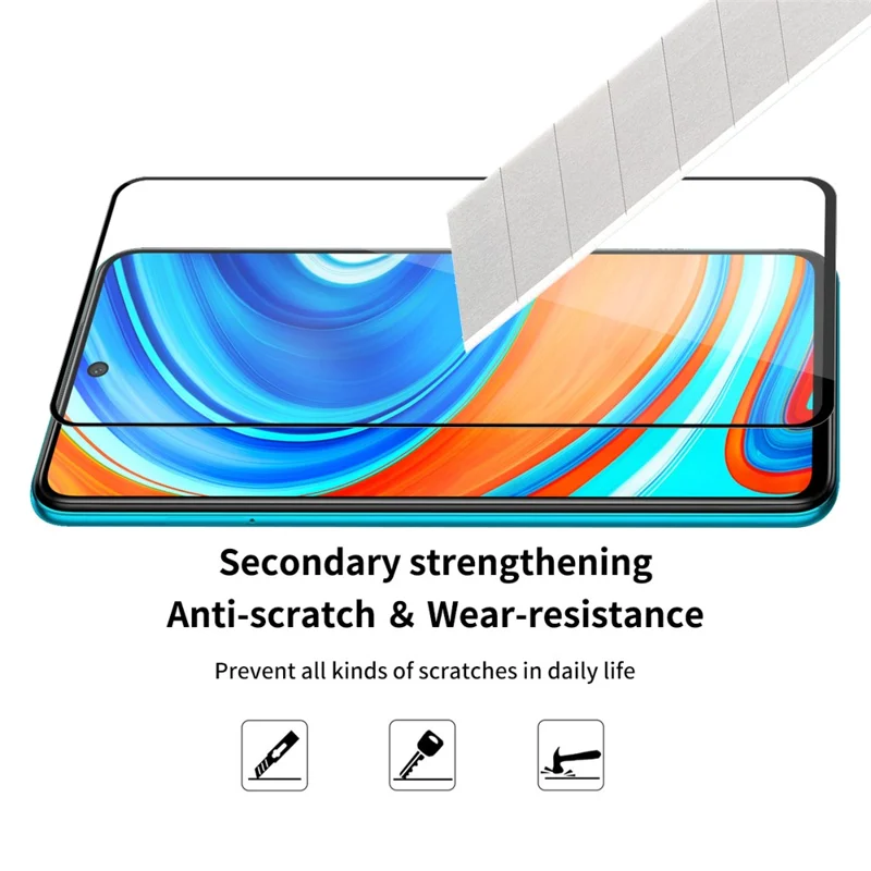 ENKAY HAT PRINCE 2Pcs/Set Full Glue 0.26mm 9H 2.5D Tempered Glass Full Screen Protector Cover for Xiaomi Redmi Note 9