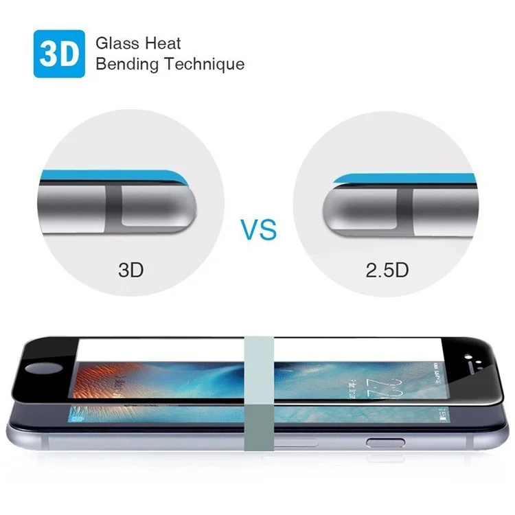 HAT PRINCE 3D 0.33mm Top-grade Carbon Fiber Tempered Glass Screen Protector Full Coverage for iPhone 6s 6 - Black