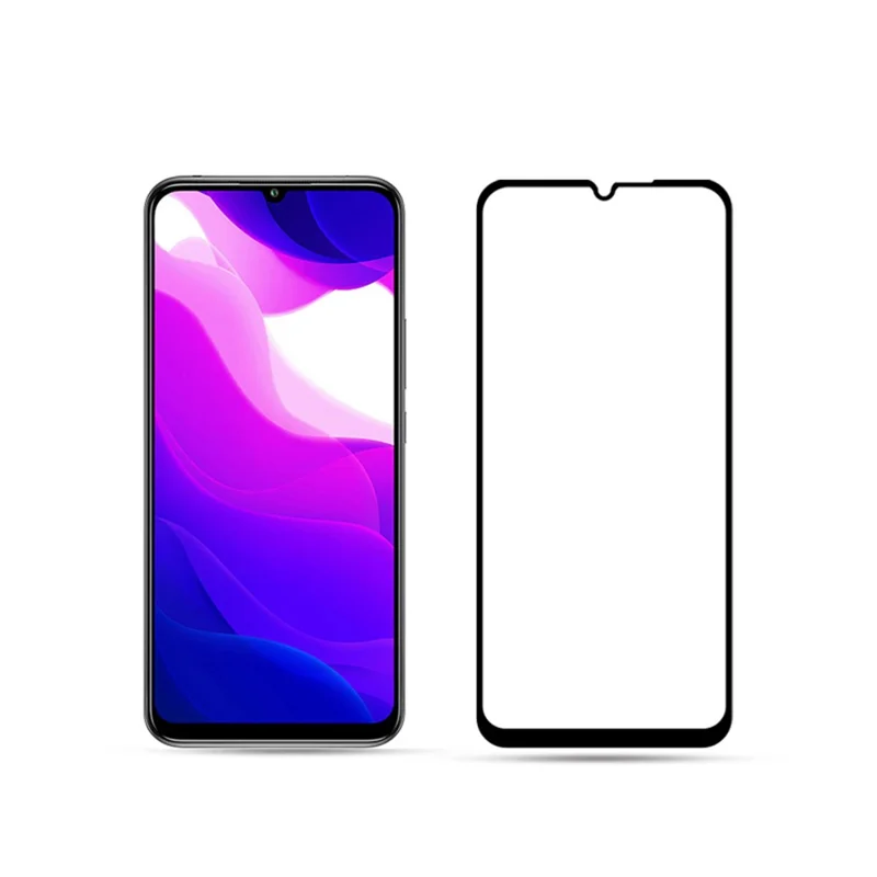 AMORUS [Full Glue] Silk Printing Tempered Glass Full Screen Protector Anti-explosion for Xiaomi Mi 10 Lite 5G - Black