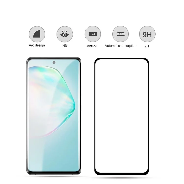 MOCOLO Silk Printing Tempered Glass Full Screen Covering Film [Full Glue] para Samsung Galaxy A91/S10 Lite - Negro