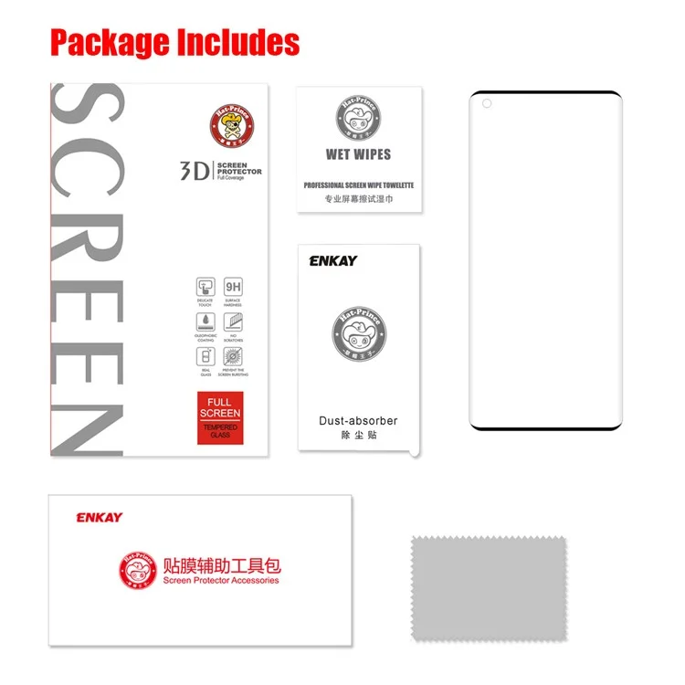 ENKAY HAT PRINCE 0,26mm 9H 3D Bordas de Tamanho Completo Arc Tempered Glass Screen Protector para OnePlus 8 Pro