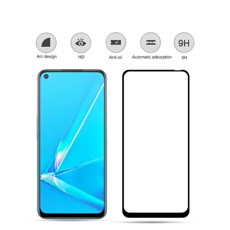 MOCOLO Silk Printing Anti-explosion Tempered Glass Full Size Screen Film [Full Glue] pour Oppo A52/A92/A72 (2020) - Noir