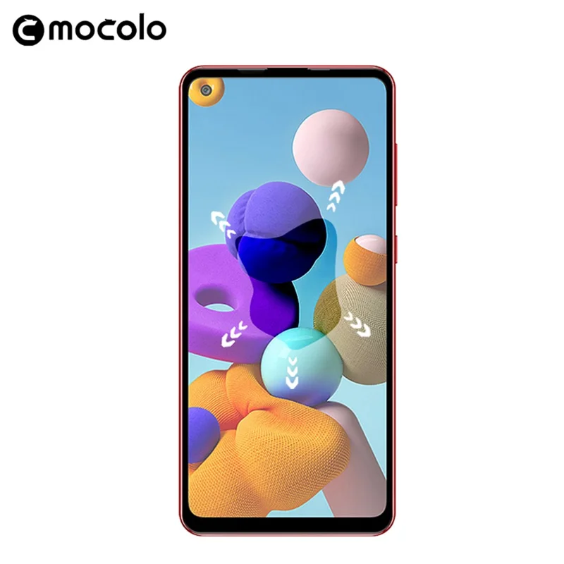 MOCOLO Silk Printing Tempered Glass Film for Samsung Galaxy A21s, HD Clear Full Size Full Glue Double Defense Anti-explosion Screen Protector - Black