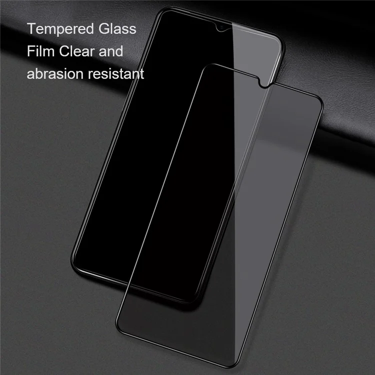 AMORUS Silk Printing Double Defense Tempered Glass Screen Protector for Samsung Galaxy A21s, Full Cover Full Glue Anti-explosion Bubble-Free Film - Black