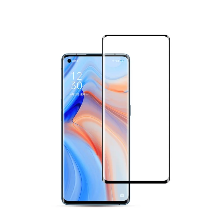 Protector de Pantalla Curva Mocolo 3D Para OnePlus 8/Oppo Reno 3 Pro 5G/Reno4 Pro 5G/Reno 5 Pro 5G, Cobertura Completa Película de Vidrio Templado de Pegamento Completo HD