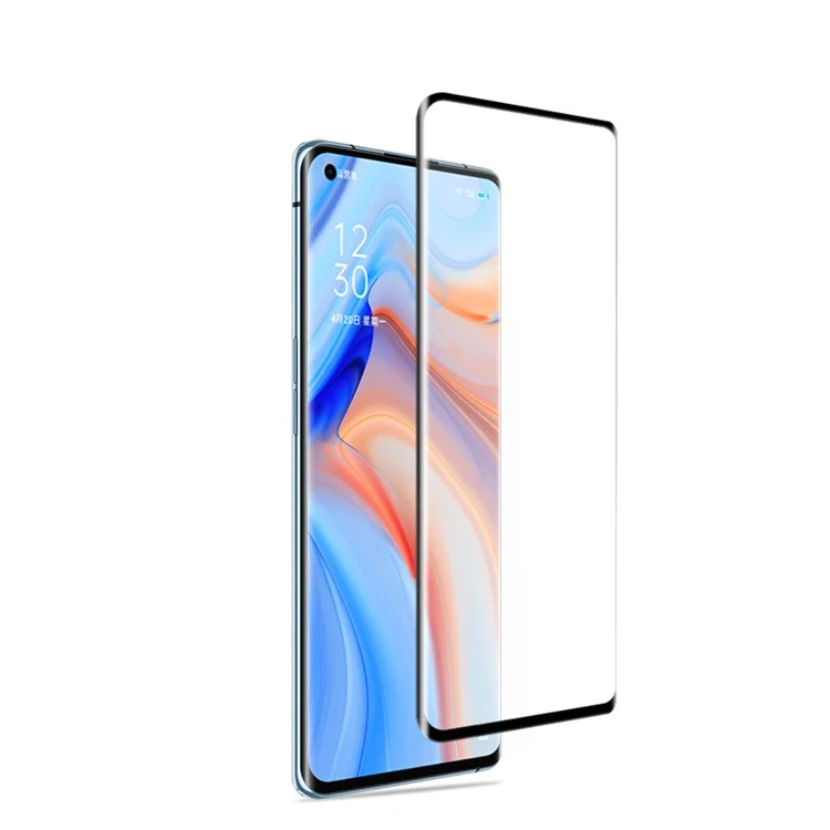 Protector de Pantalla Curva Mocolo 3D Para OnePlus 8/Oppo Reno 3 Pro 5G/Reno4 Pro 5G/Reno 5 Pro 5G, Cobertura Completa Película de Vidrio Templado de Pegamento Completo HD