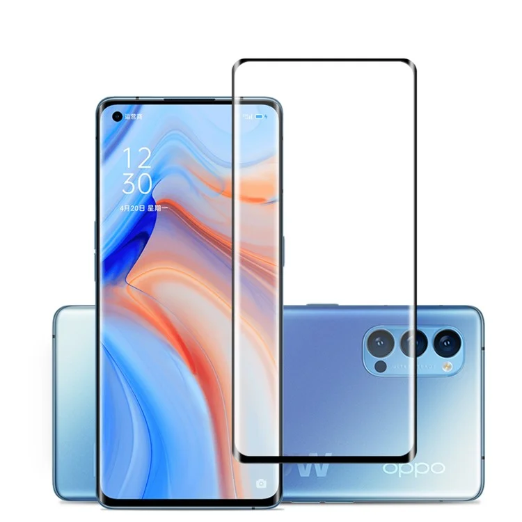 Protector de Pantalla Curva Mocolo 3D Para OnePlus 8/Oppo Reno 3 Pro 5G/Reno4 Pro 5G/Reno 5 Pro 5G, Cobertura Completa Película de Vidrio Templado de Pegamento Completo HD