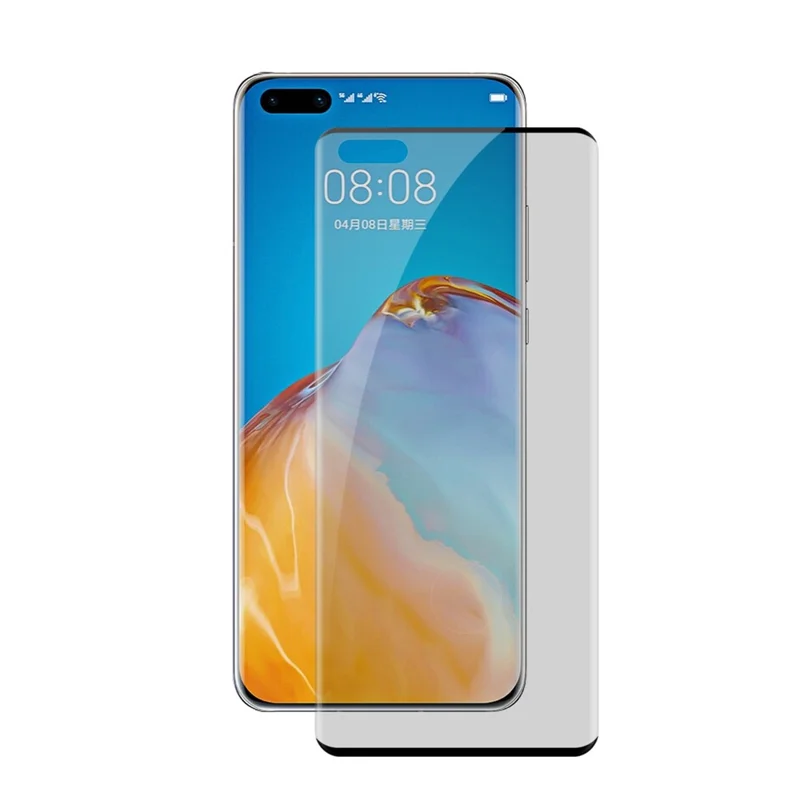 HAT PRINCE 0.26mm 9H [3D Hot-bending Curved Edge] Full Size Anti-Spy Tempered Glass Screen Protector for Huawei P40 Pro