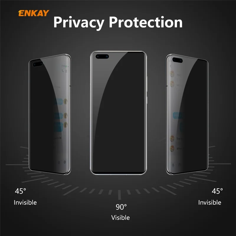 HAT PRINCE 0.26mm 9H [3D Hot-bending Curved Edge] Full Size Anti-Spy Tempered Glass Screen Protector for Huawei P40 Pro