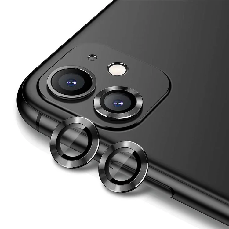 ENKAY 2Pcs/Set Phone Camera Lens Ring Protector for Apple iPhone 11 6.1 inch - Black