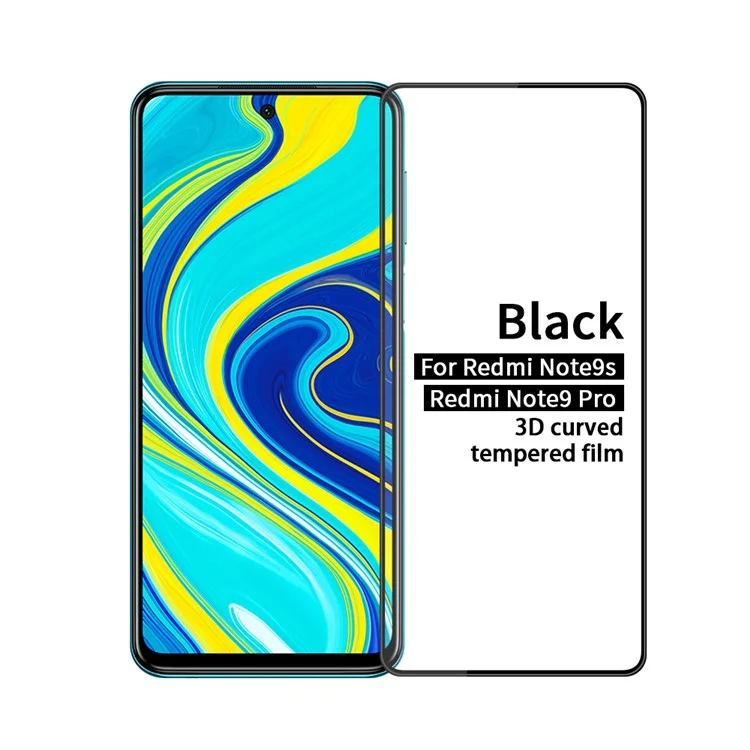 MOFI 3D Curved Anti-explosion Tempered Glass Screen Cover Protector pour Xiaomi Redmi Note 9S/Note 9 Pro/Note 9 Pro Max