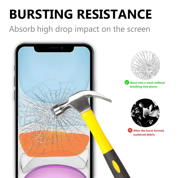 Protecteur d'écran en verre trempé antichoc 2.5D 9H avec bords biseautés pour Apple iPhone 12 Pro Max 6.7 pouces