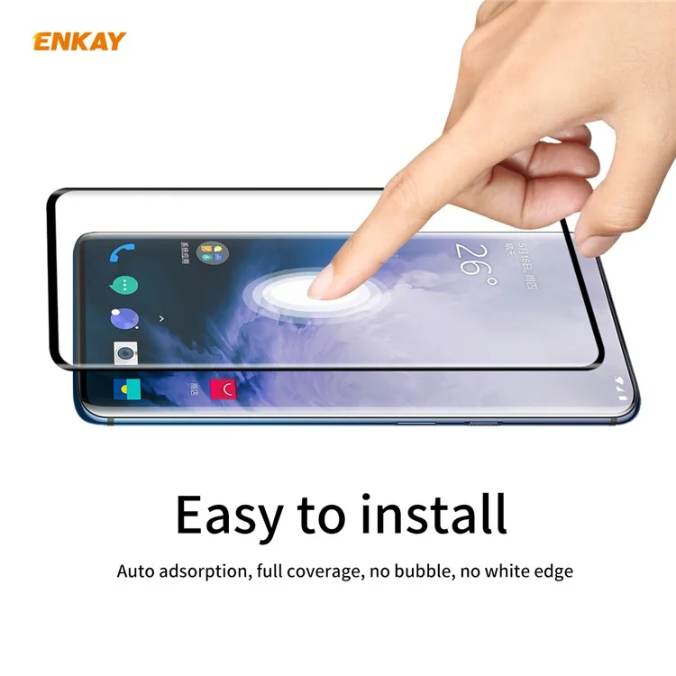 ENKAY 0,26 mm 9H 3D Curved Full Glue Tempered Glass Full Screen Film for OnePlus 7T Pro/7 Pro