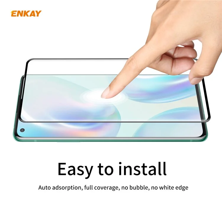ENKAY 0.26mm 9H 3D Curved Full Glue Tempered Glass Full Screen Film pour OnePlus 8