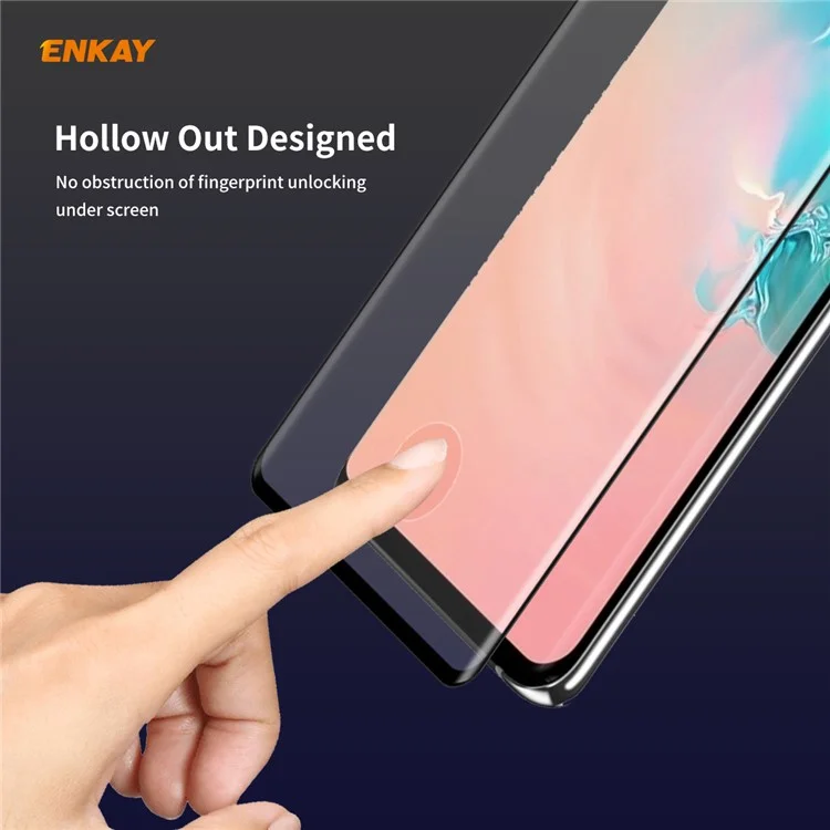 ENKAY 0.26mm 9H 3D Curved Full Glue Tempered Glass Full Screen Film Protector pour Samsung Galaxy S10 Plus