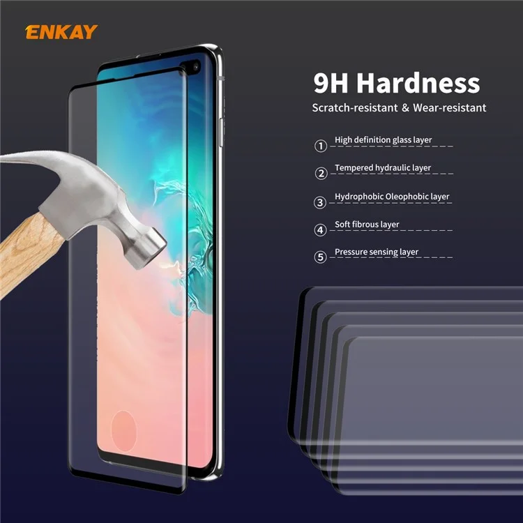ENKAY 0.26mm 9H 3D Curved Full Glue Tempered Glass Full Screen Film Protector pour Samsung Galaxy S10 Plus