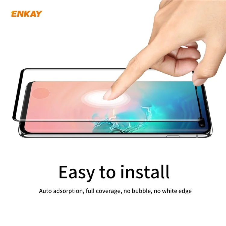 ENKAY 0.26mm 9H 3D Curved Full Glue Tempered Glass Full Screen Film Protector pour Samsung Galaxy S10 Plus