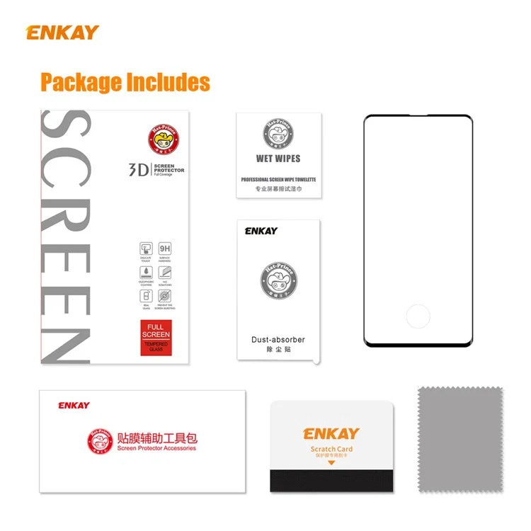 ENKAY 0.26mm 9H 3D Curved Full Glue Tempered Glass Full Screen Film Protector pour Samsung Galaxy S10 Plus