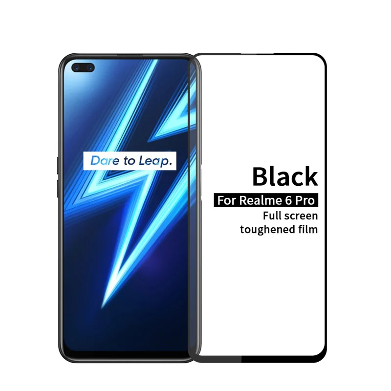 PINWUYO 3D Écran de protection en verre trempé incurvé de taille réelle Anti-explosion Anti-empreintes digitales pour Realme 6 Pro 