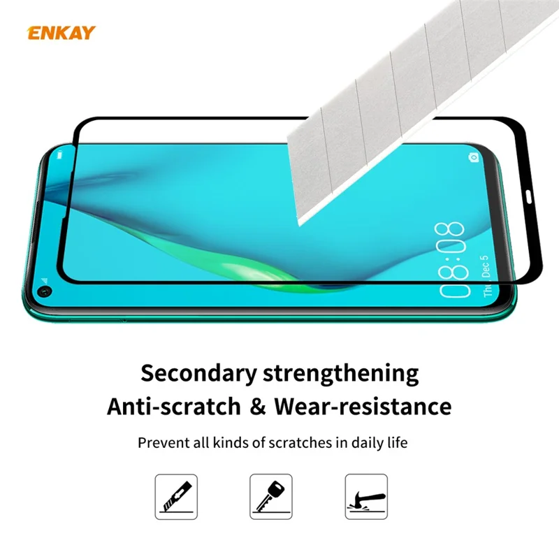 ENKAY Full Glue Full Size 0.26mm 9H 2.5D Tempered Glass Screen Protector for Huawei P40 lite 4G/Nova 7i/Nova 6 SE