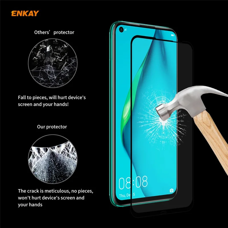 ENKAY Full Glue Full Size 0.26mm 9H 2.5D Tempered Glass Screen Protector for Huawei P40 lite 4G/Nova 7i/Nova 6 SE