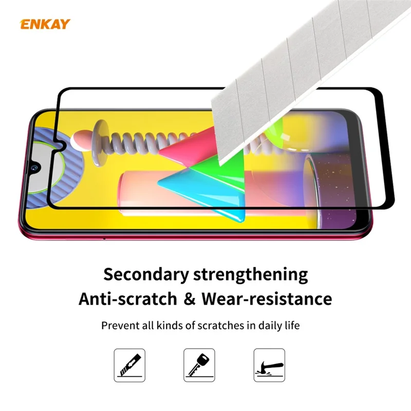 ENKAY HAT PRINCE Volledige Lijm Volledige Maat 0,26 mm 9H 2.5D Gehard Glas Screenprotector voor Samsung Galaxy M31 / Galaxy M21