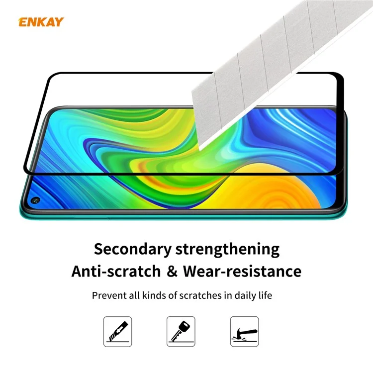 ENKAY HAT PRINCE Full Glue Full Size 0.26mm 9H 2.5D Tempered Glass Screen Protector for Xiaomi Redmi 10X 4G / Redmi Note 9