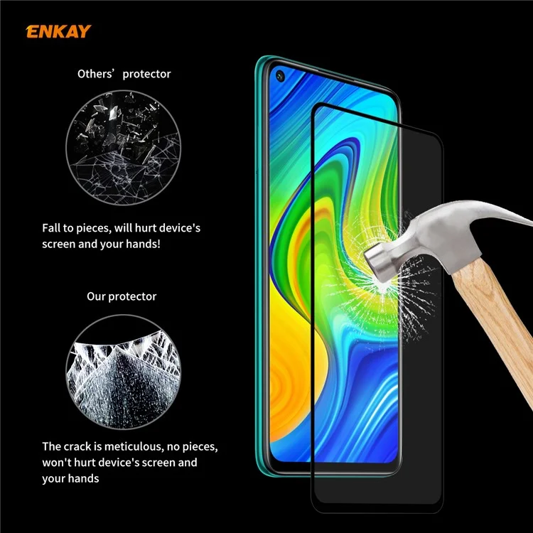 ENKAY HAT PRINCE Full Glue Full Size 0.26mm 9H 2.5D Tempered Glass Screen Protector for Xiaomi Redmi 10X 4G / Redmi Note 9