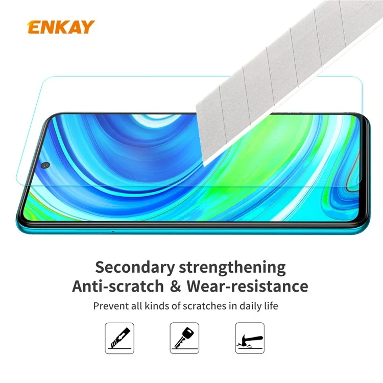 ENKAY 9H 0.26mm 2.5D Arc Edge Tempered Glass Screen Film for Xiaomi Redmi Note 9S/Note 9 Pro/Note 9 Pro Max